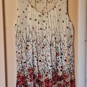 MISSLOOK Floral Tank Top - Cream and Red